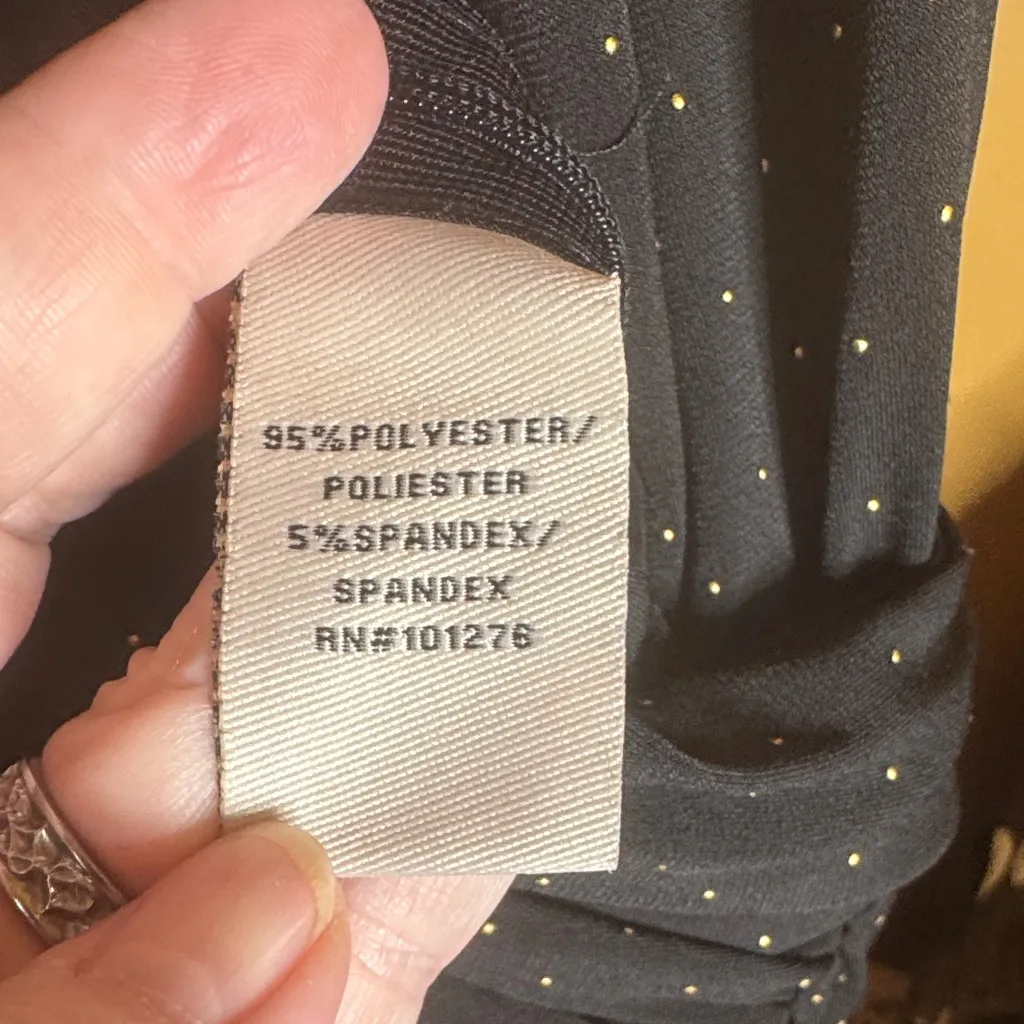 Beige by eci Black and Gold Polka Dot Wide Leg Jumpsuit w/ Gold Belt Size 10 - Image 10