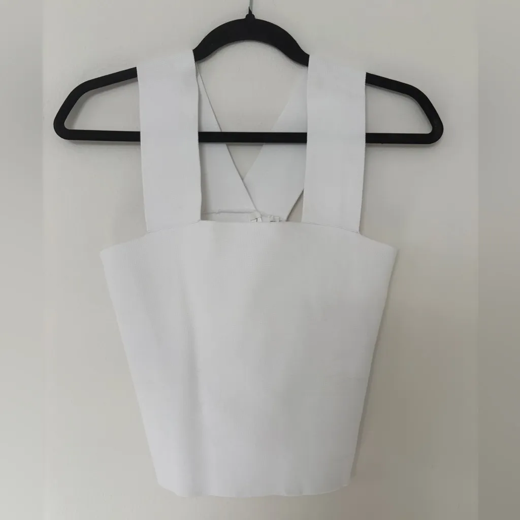 A.L.C. Lia Cropped White Bandage Tank Y2K Style Ribbed Cami Top - Image 3