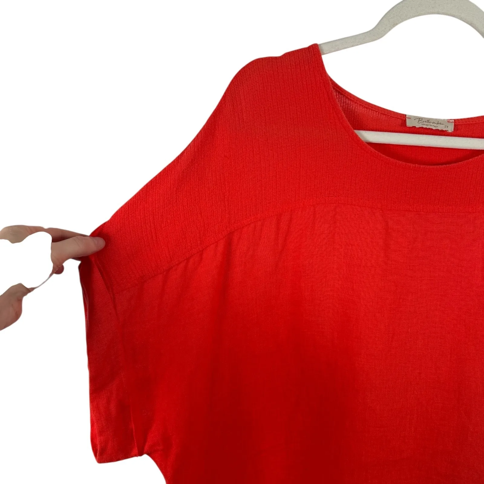 Bella Umbra Orange Linen Blouse Coastal Beach Lagenlook Womens Plus Size 2x - Image 2