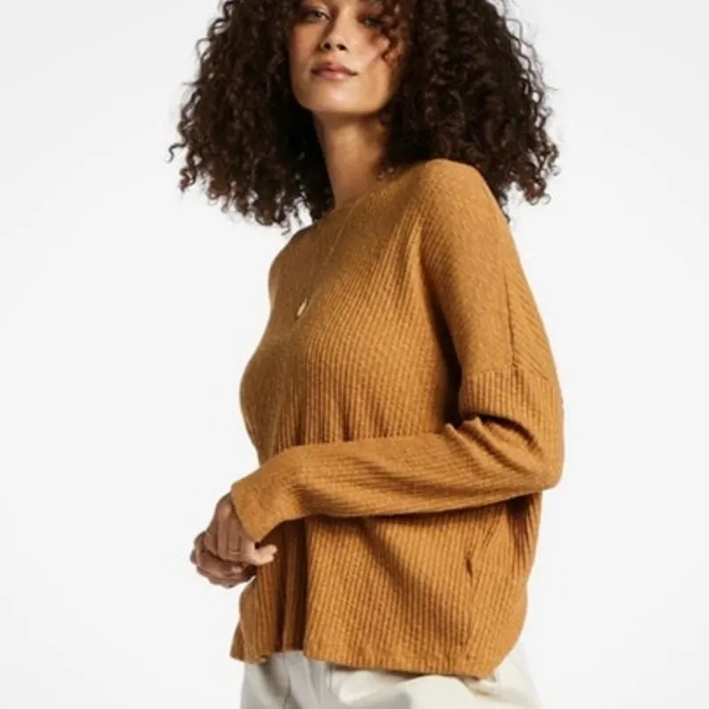 Billabong Cozy Up Ribbed Gold Sweater size M - Image 2