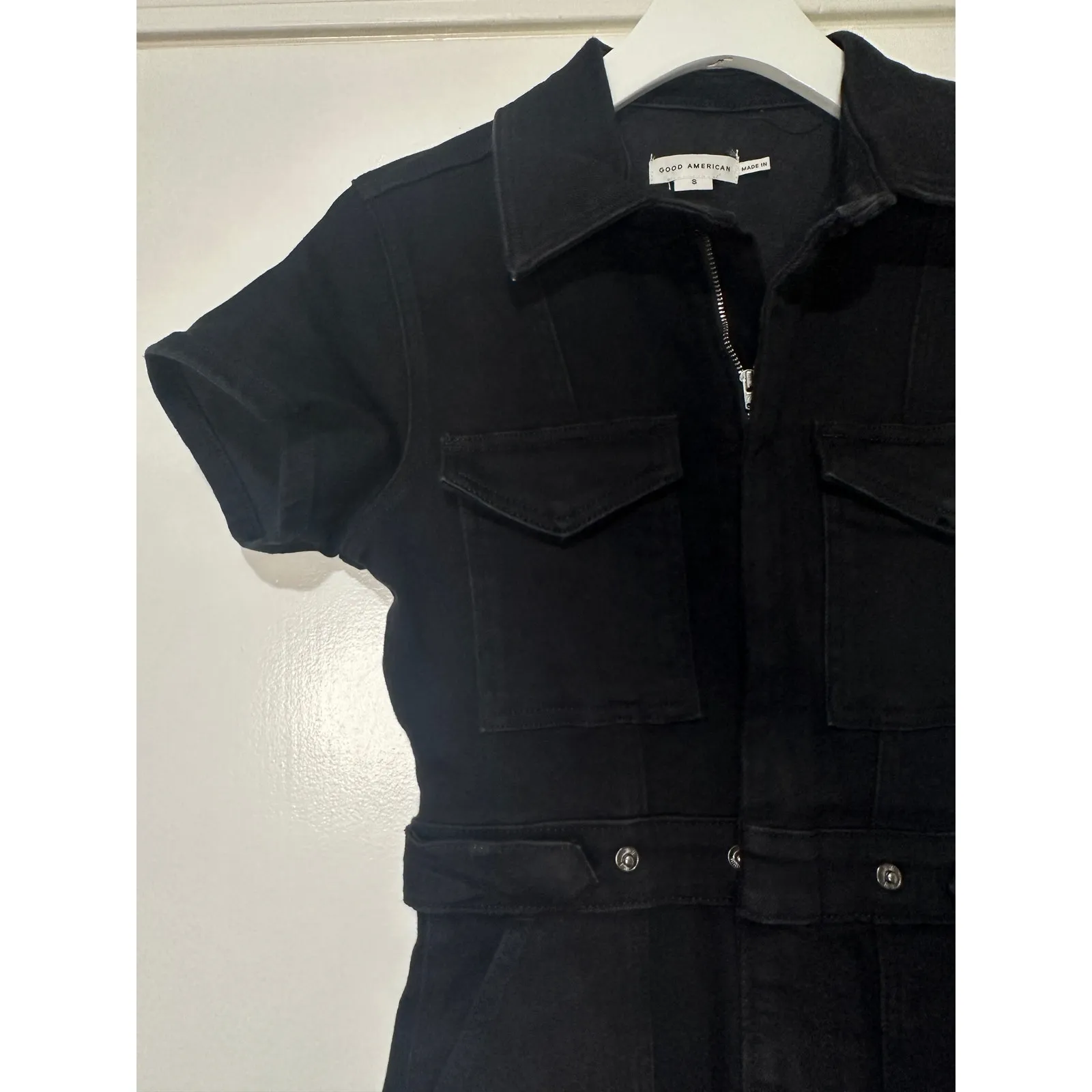 Good American Fit for Success Denim Jumpsuit Black Small NWT Nordstrom Stretchy - Image 3