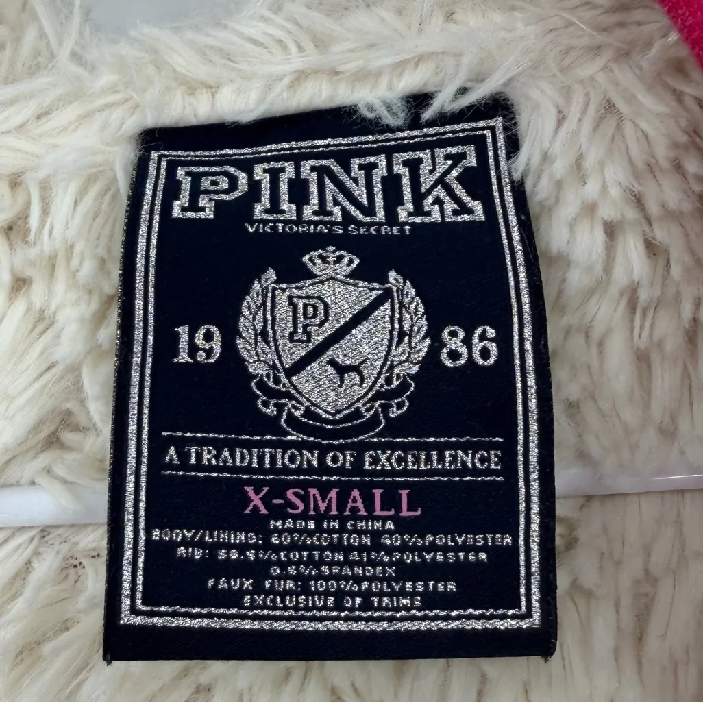 Pink Victoria secret y2k fur lined pink jacket xs - Image 5