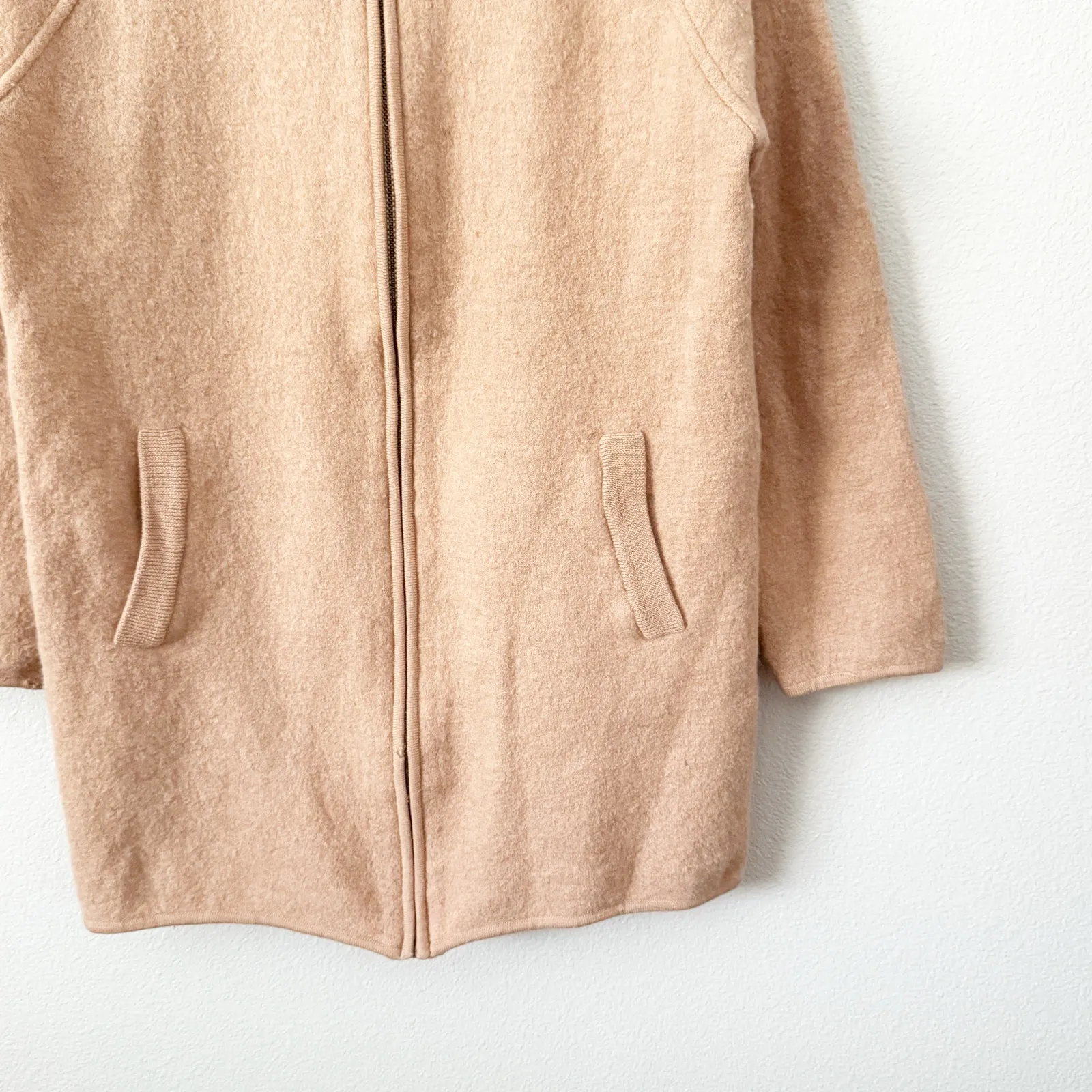 MADEWELL | Bomber Sweater Jacket Peach Tan Warm Apricot Zip Boiled Wool | Small - Image 5