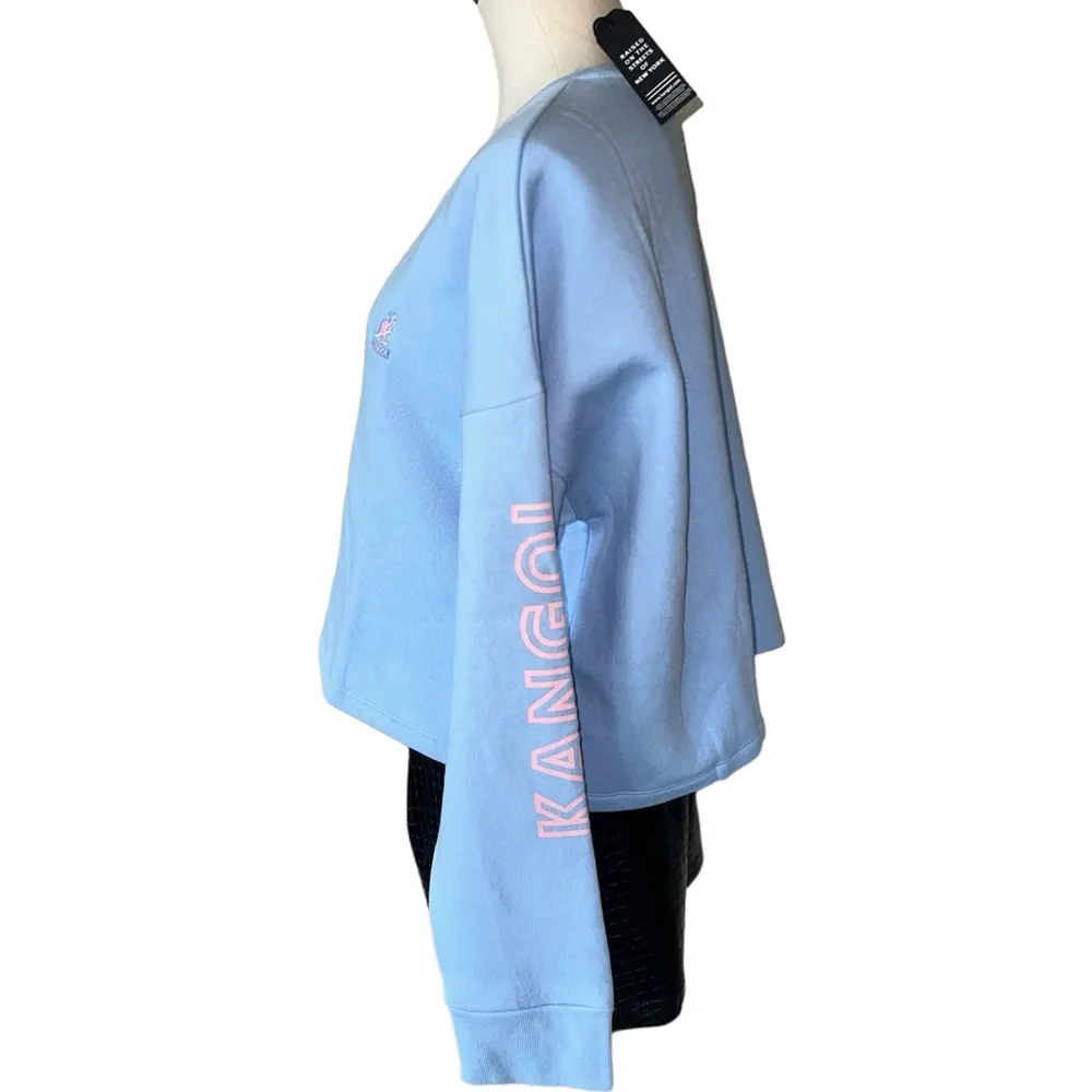 NWT KANGOL BORN BRITISH Light Blue Sweatshirt Kangaroos Patch Size XXL - Image 3