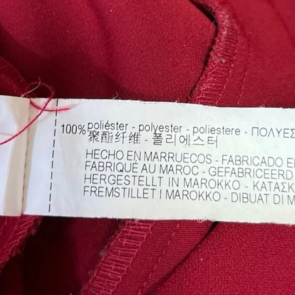 Zara Red Tiered Ruffle Peplum Long Sleeve Crew Neck Formal Shirt Blouse Top Sz M - Image 8