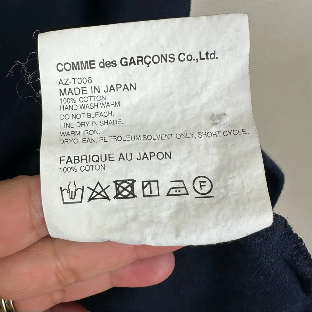Commes De Garcons PLAY Heart Logo Patch Polo Shirt Womens Small Navy Blue Cotton - Image 5