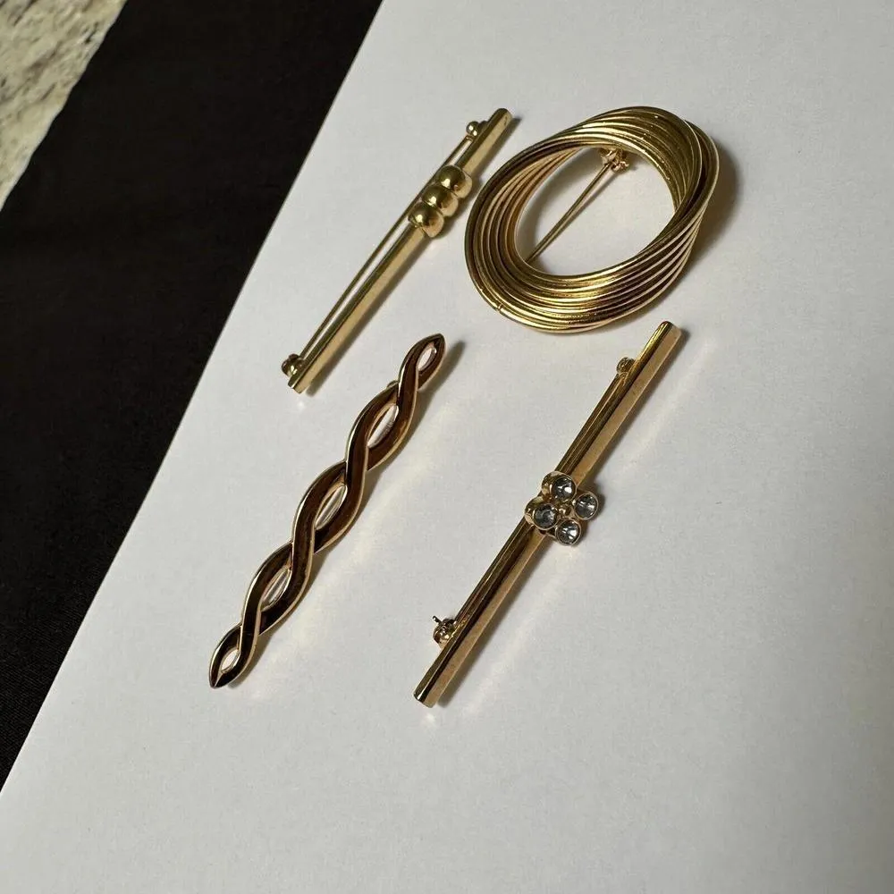 Lot Of 4 Gold Tone All Signed Brooch Pins Avon Napier 2 Monet - Image 7