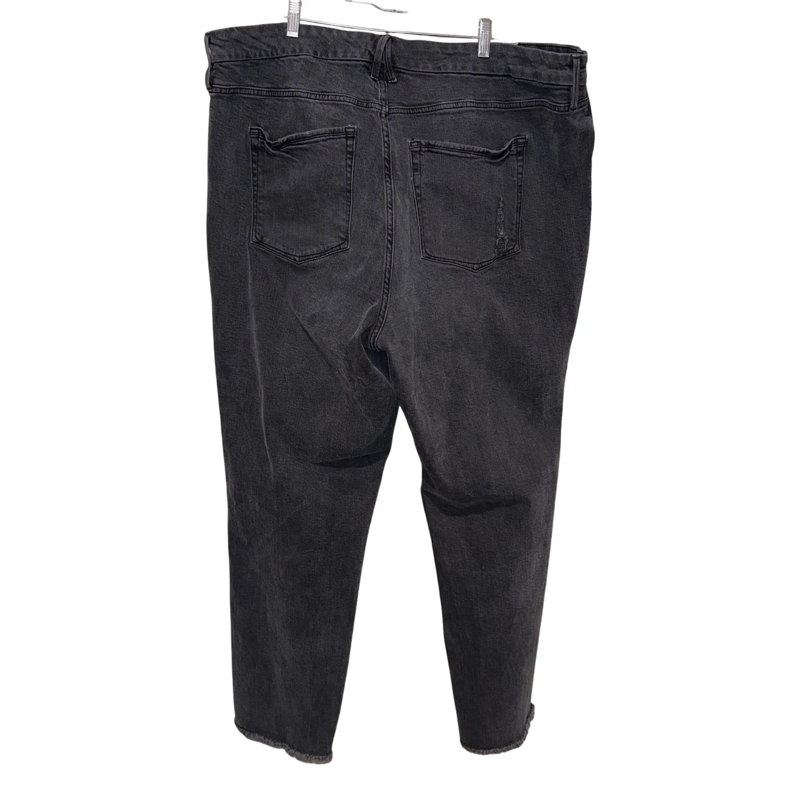 Good American Good Boy High Waist Black Wash Denim Jeans Raw Hem Plus Size 22 - Image 5