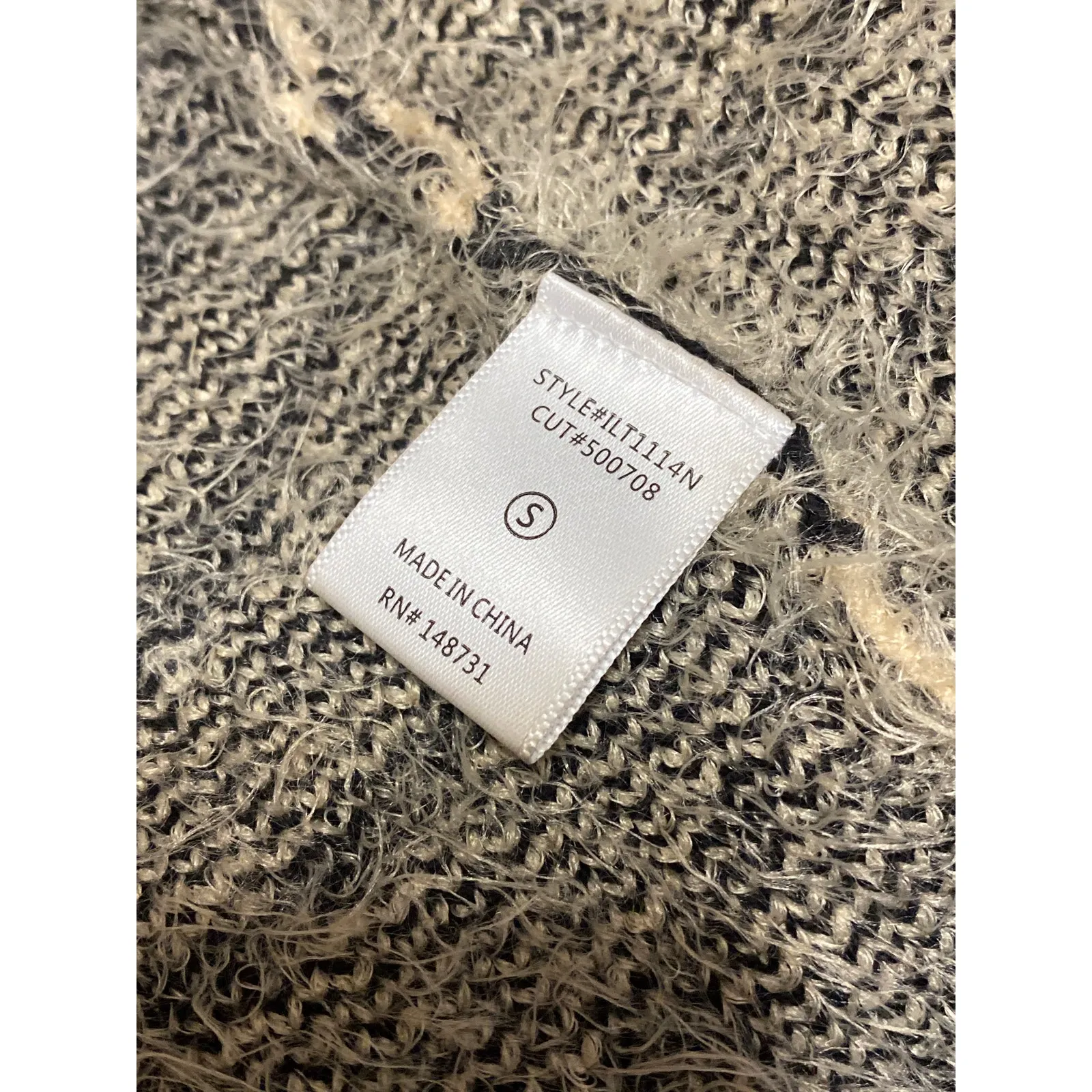 Women's Beige Black Tiger Print Eyelash Knit Longline Cardigan Sweater Top Sz S - Image 4