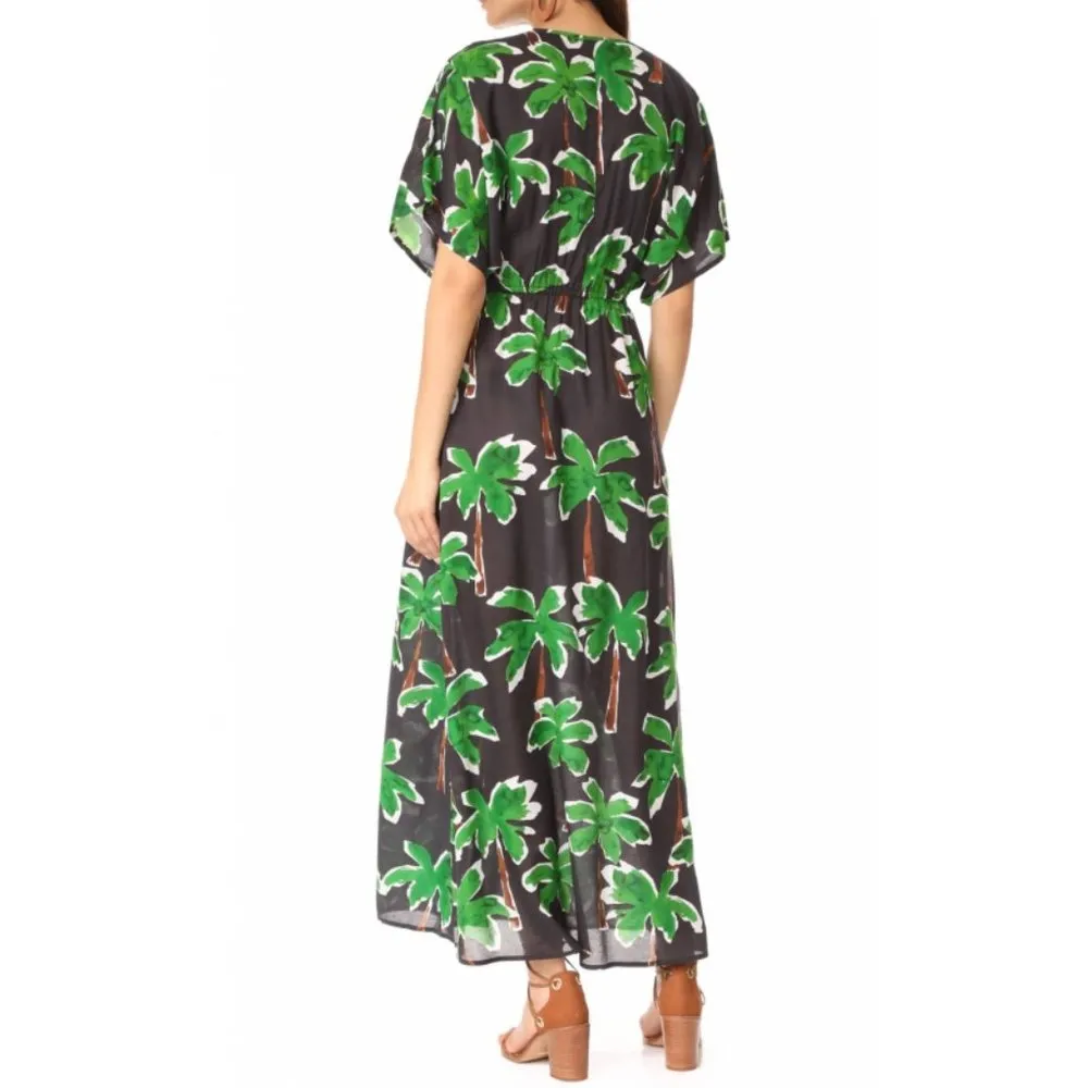 NEW Cooper Ella Jessa Caftan Maxi Dress Tropical Palm Tree V-Neck Surplice Long - Image 5