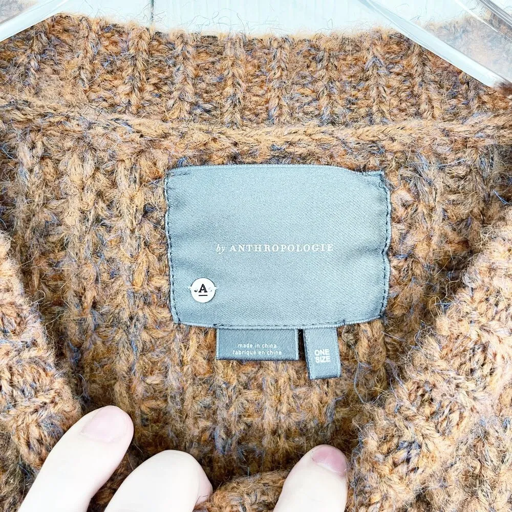 Anthropologie Bronze Marled Fringe Poncho Sweater - Image 5