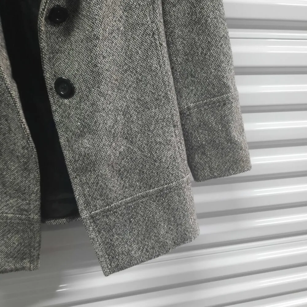 Apt 9 Wool Coat Womens Size Medium Gray Tweed Grunge Winter Jacket Button Front - Image 4
