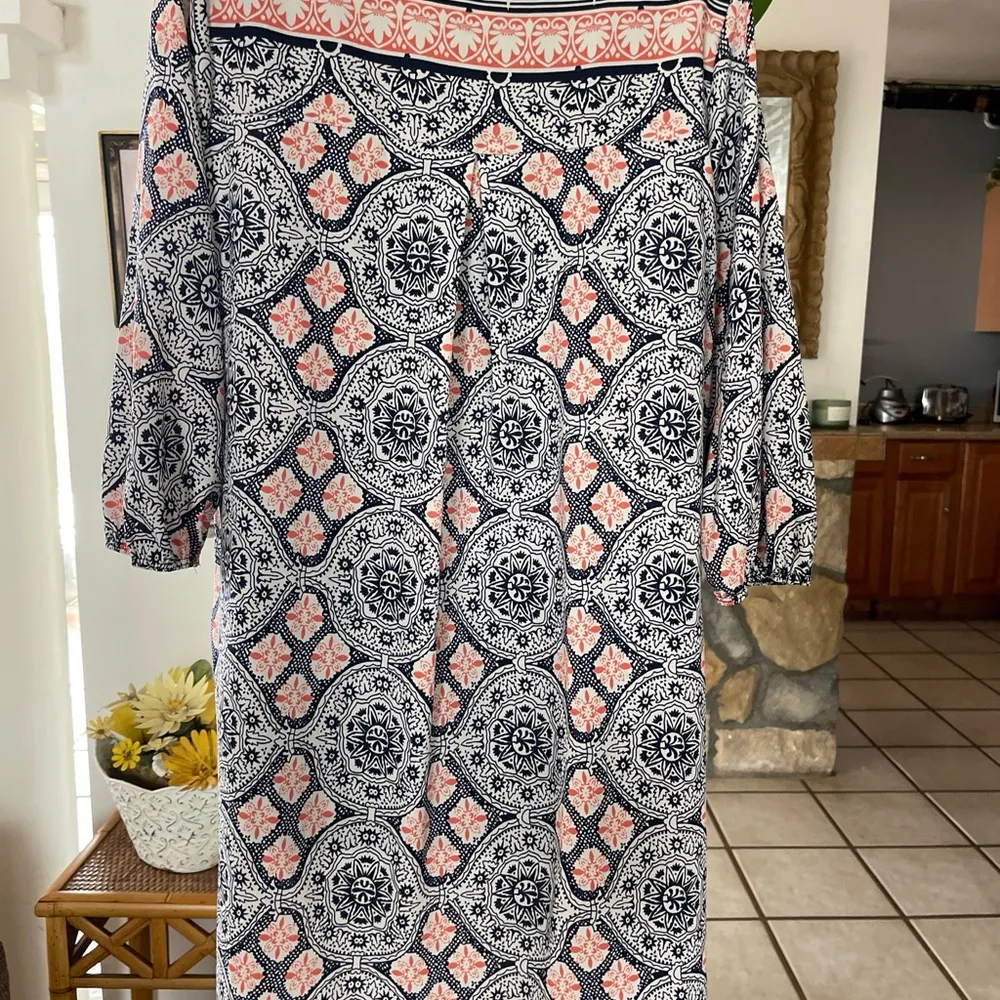 West Kei Boho Summer Dress Siez L. 3/4 Sleeve Tassel Neck - Image 3