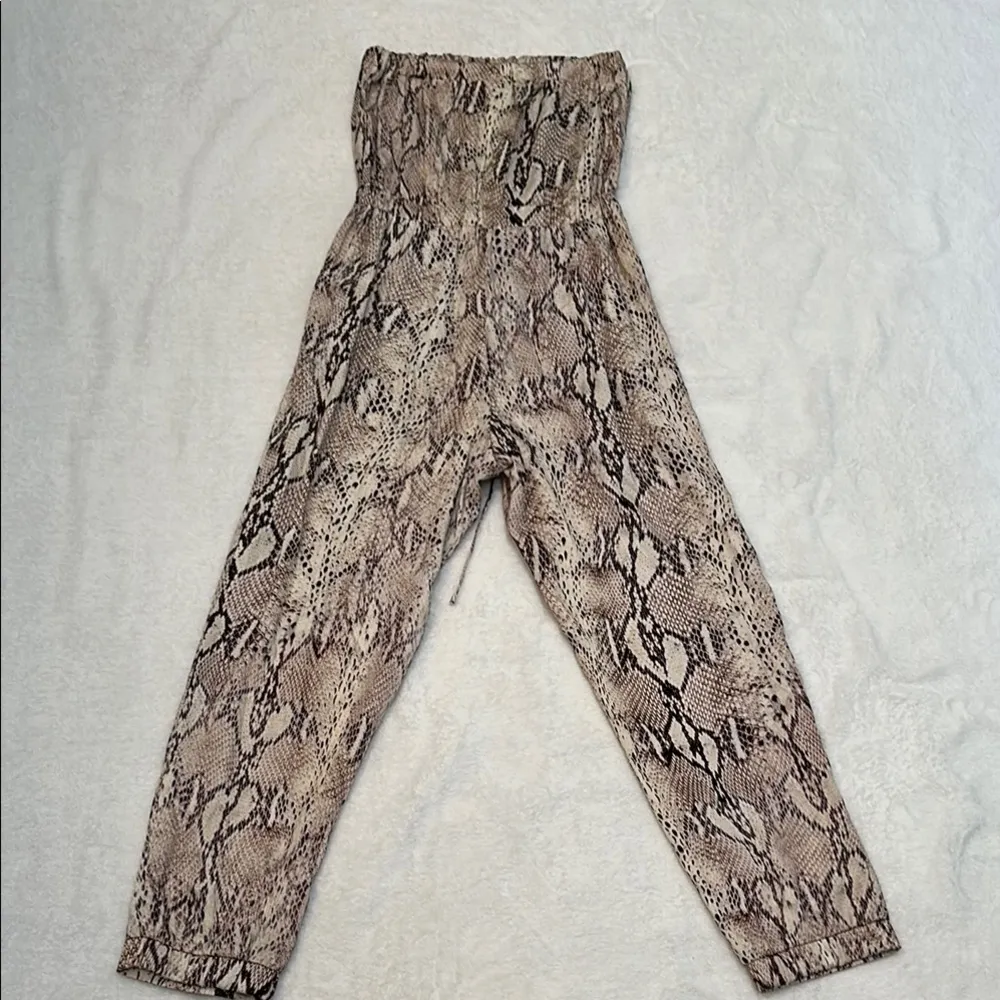 Lavender Brown Gray Snake Print Jumpsuit size S - Image 11