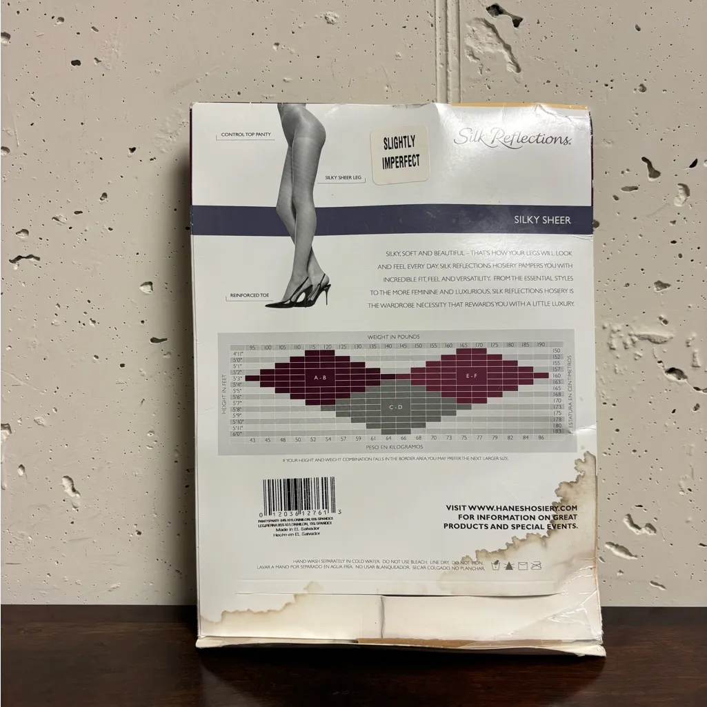Hanes silk Reflections Silky Sheer Control Top Hosiery Reinforced Toe Open Box - Image 2