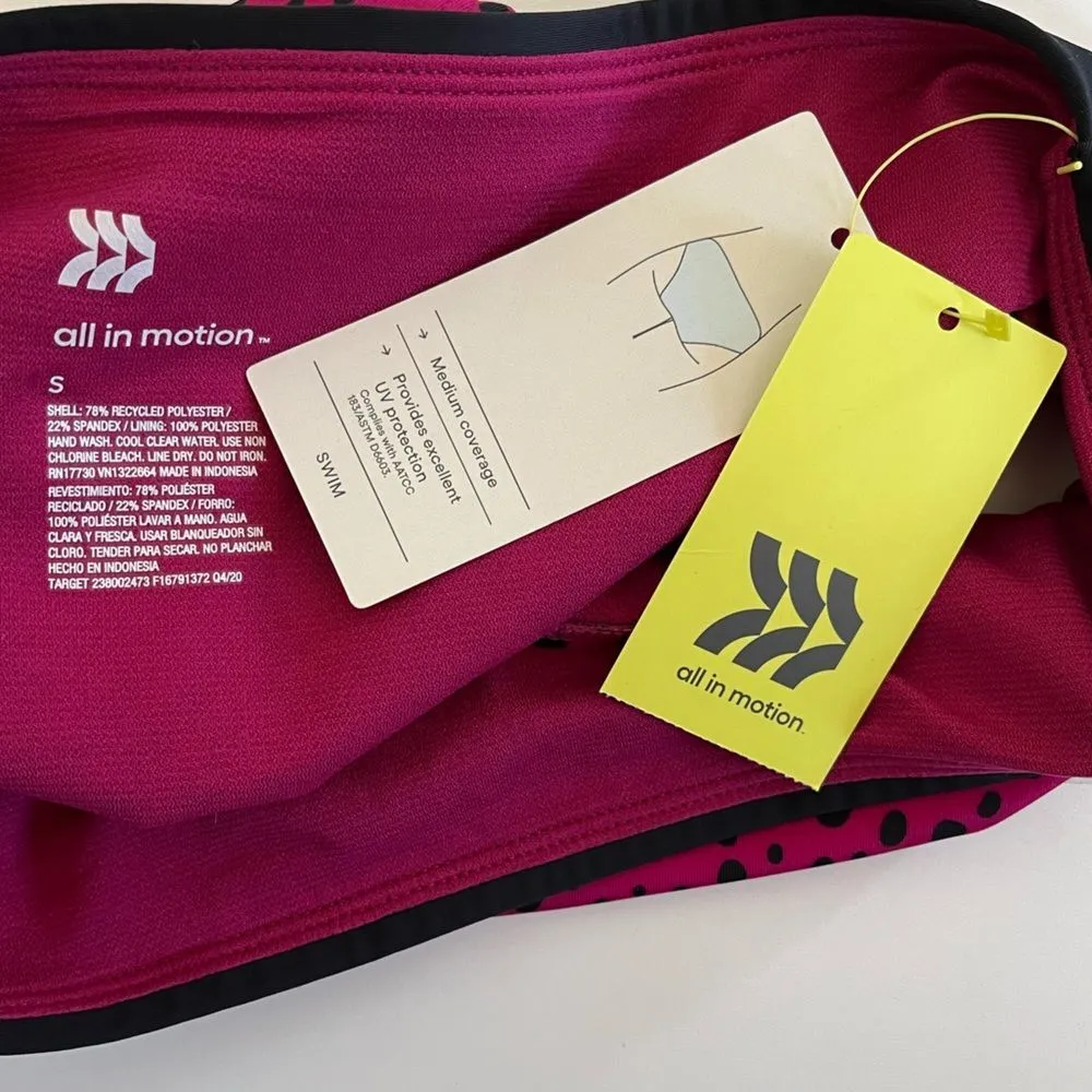 NWT All In Motion fushia pink medium coverage swimsuit  size small - Image 4