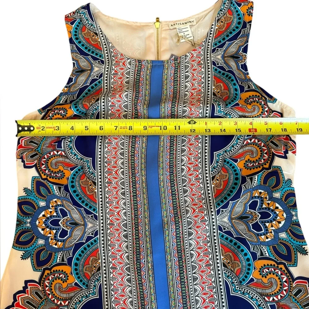 Artisan NY Sleeveless Lined Tunic Dress Paisley Moroccan Boho Print Womens 8 NWT - Image 10