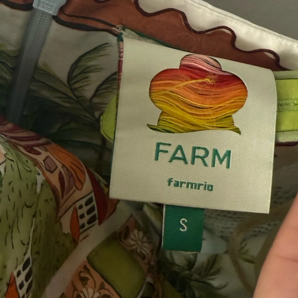 Farm Rio Multicolor Latin Trip Scarves Organic Cotton Midi Dress S - Image 10