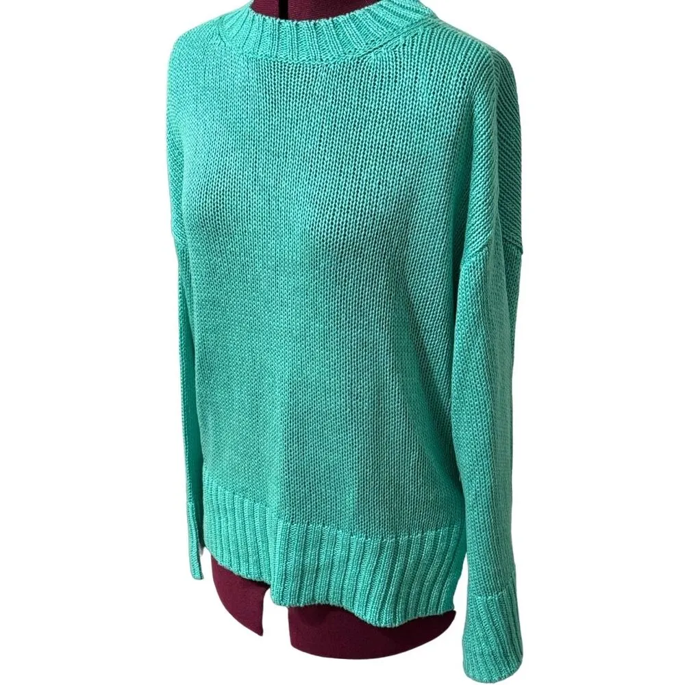 RD STYLE Boxy Modern Medium-Weave Sweater Wide Long Sleeves Aqua Green NWT Small - Image 2