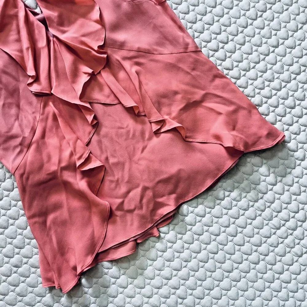 NWT CINQ A SEPT Solid Moma Silk Top Size XS Ruffle Sleeveless - Image 4