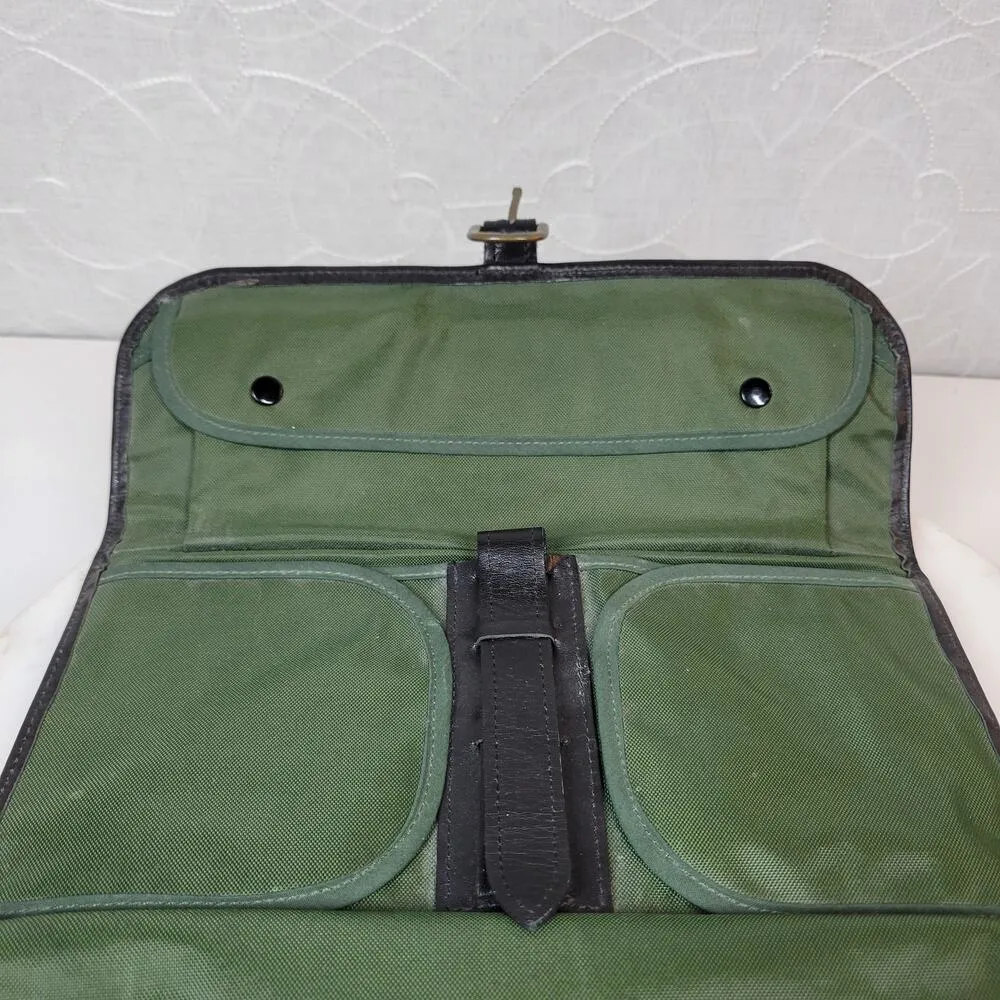 Vintage Daines Hathaway Wet Pack 10" Black Leather Green Interior Pockets Buckle - Image 6