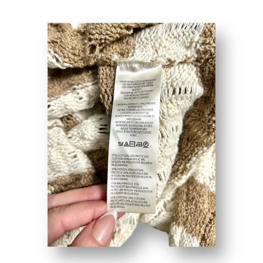 Pilcro Anthropologie M Brown Stripe Cable Knit Sweater Preppy Academia Oversized - Image 7