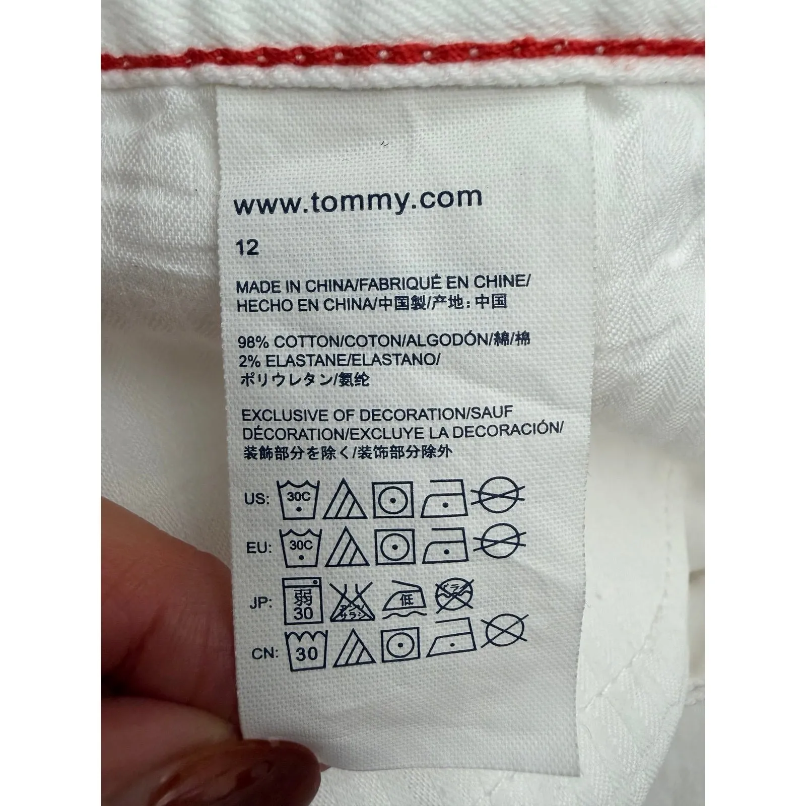 Tommy Hilfiger White Denim Skirt Size 12 Classic Stretch Pencil Skirt - Image 6