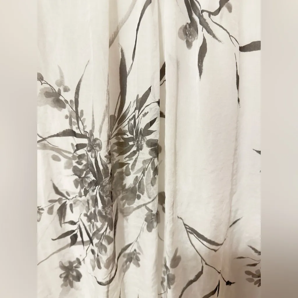 Rosemarine Made In Italy 100% Silk Floral Balloon Hem Blouse Top Small White - Image 7