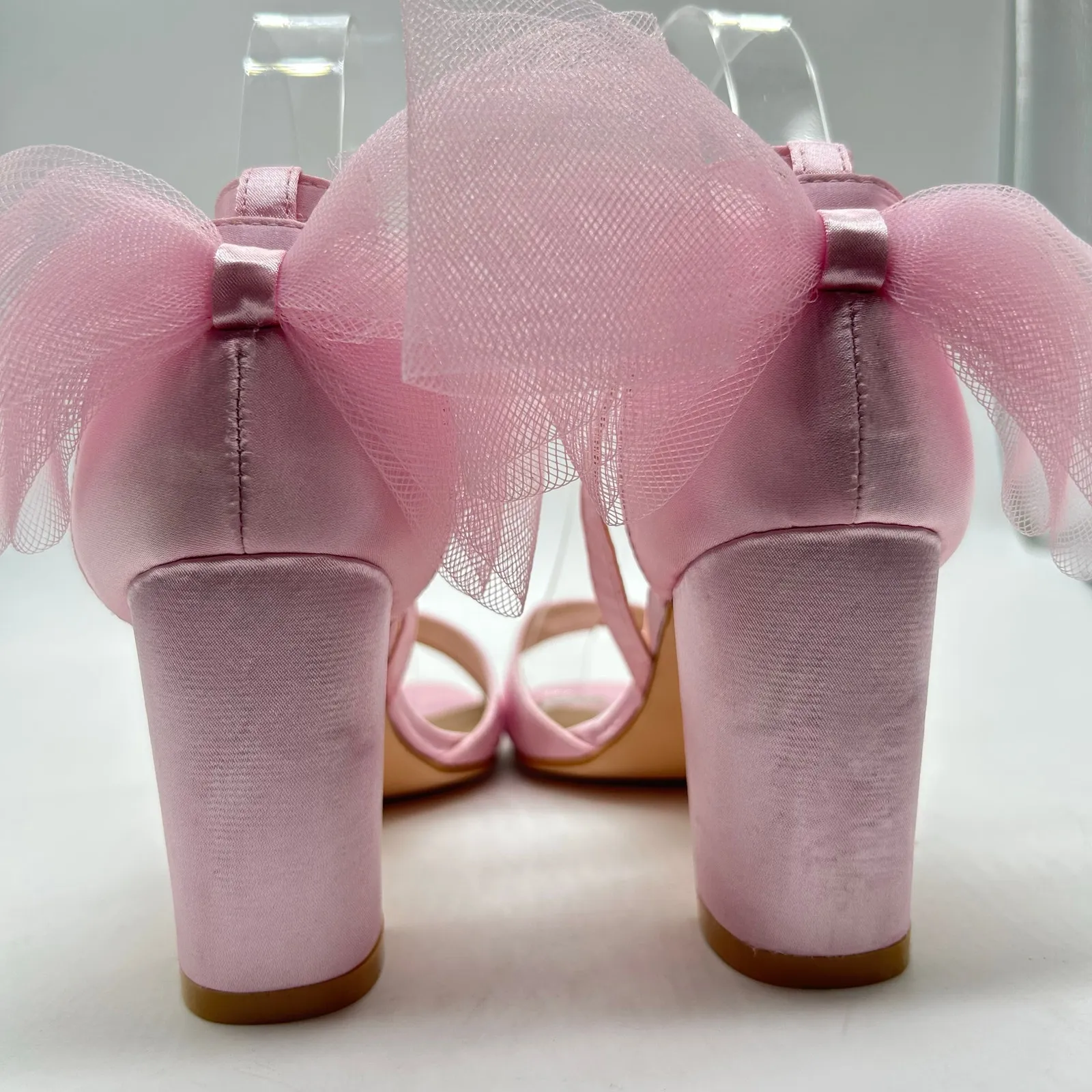 Allegra K Sandal Womens 7 Pink Open‎ Toe Bow Chunky Heel Sandals NEW - Image 6