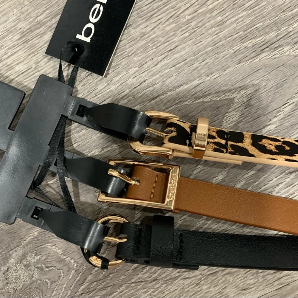 Bebe NWT  Large Size 3 Pack Belts Black Brown Leopard Print - Image 4