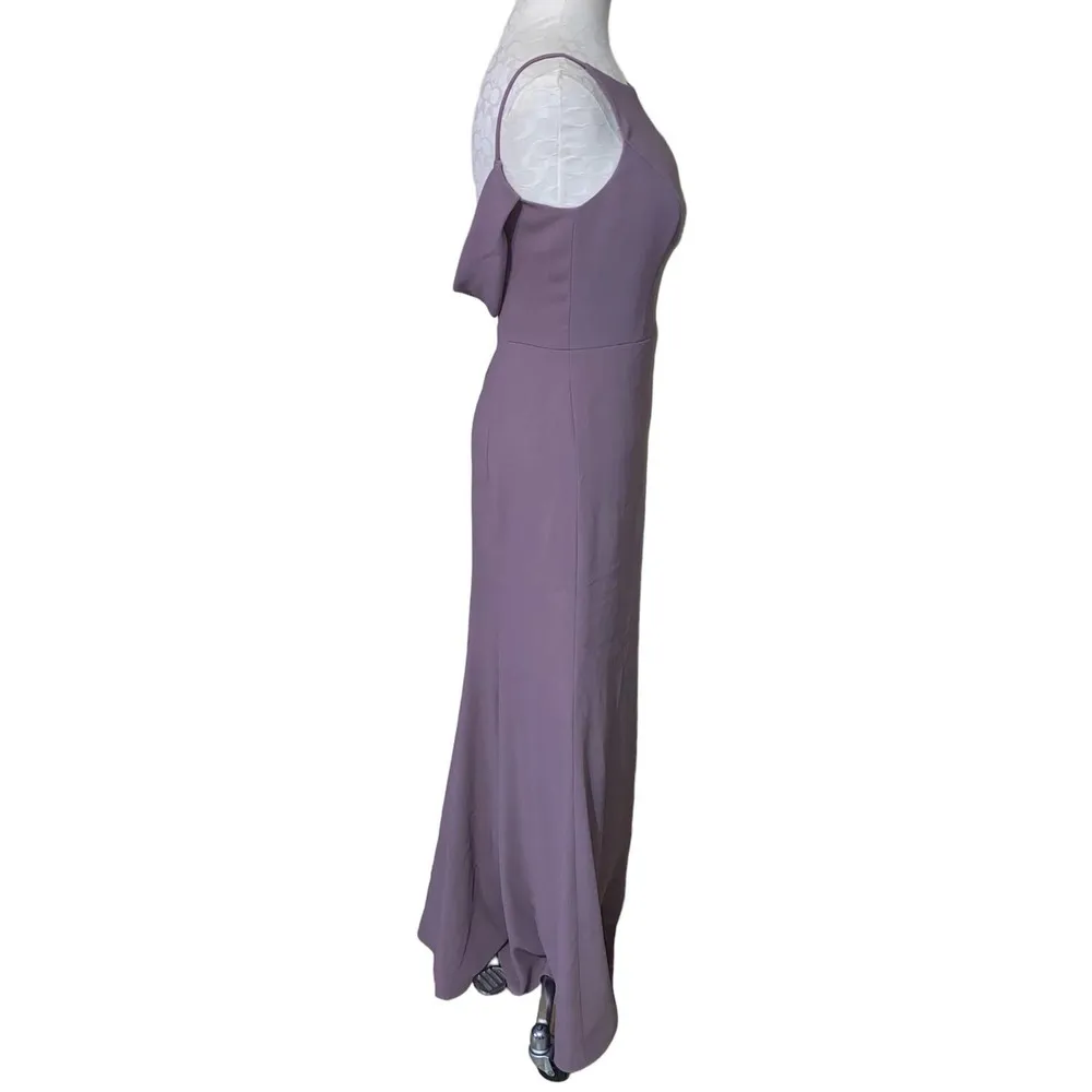 Dessy Group Bateau Neck Open Cowl Back Trumpet Gown in French Truffle Size 6R - Image 9