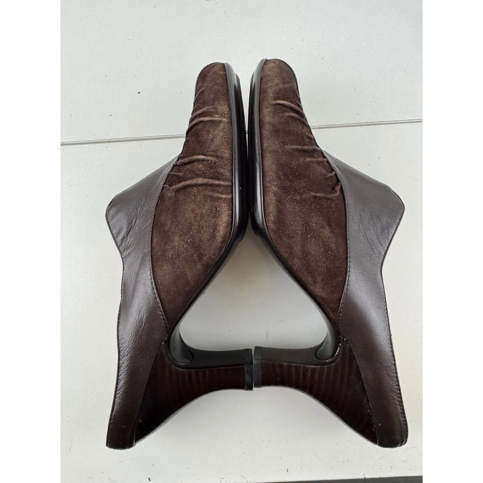 Söfft Womens Brown Leather‎ Suede Heeled Mules Slides Size 11M Boho Comfort Cozy - Image 7