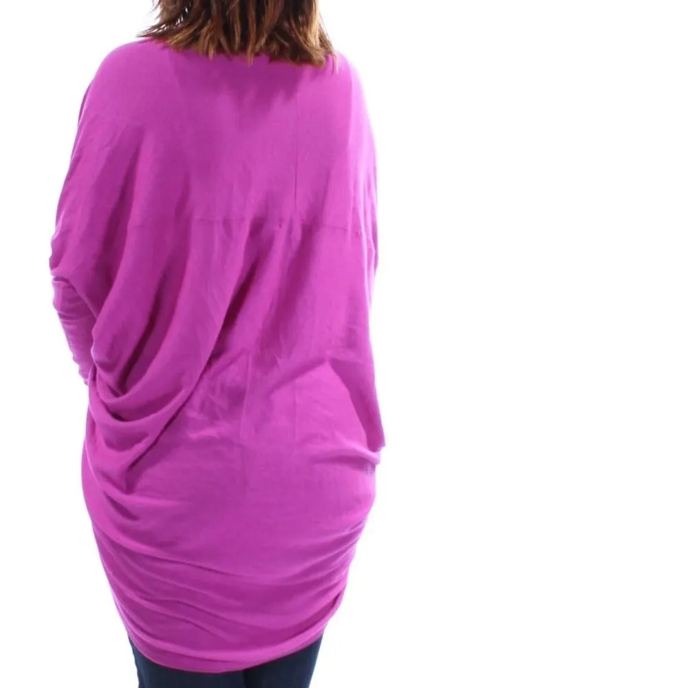 Lauren Ralph Lauren LRL women's silk & modal magenta long sleeve open cardigan Pink Size M - Image 3