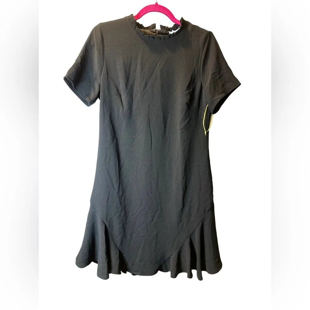CeCe Women's Ruffle Trim Short Sleeve Godet A-Line Little Black Dress Size 6 - Image 3