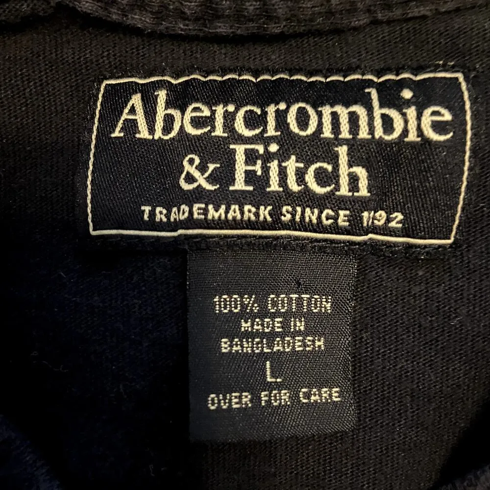 Abercrombie & Fitch Varsity Sweatshirt 100% Cotton Crew Neck Embroidered Navy L - Image 3