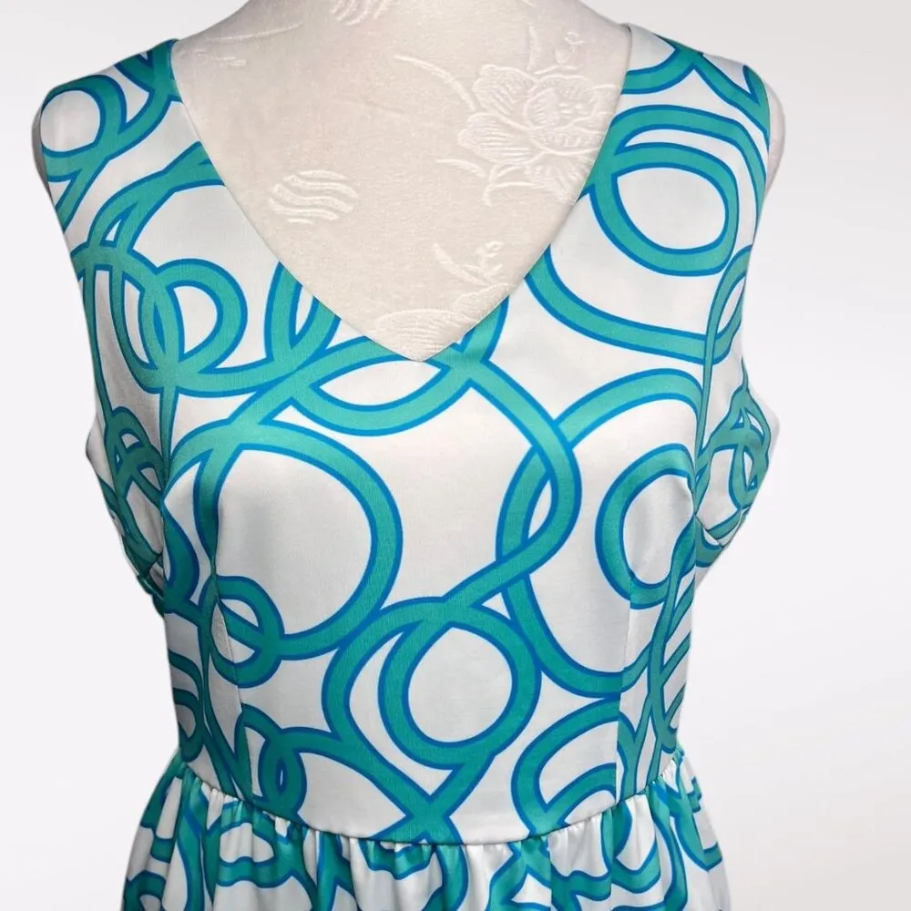 Sleeveless Printed Dress V-Neck Small - Image 2