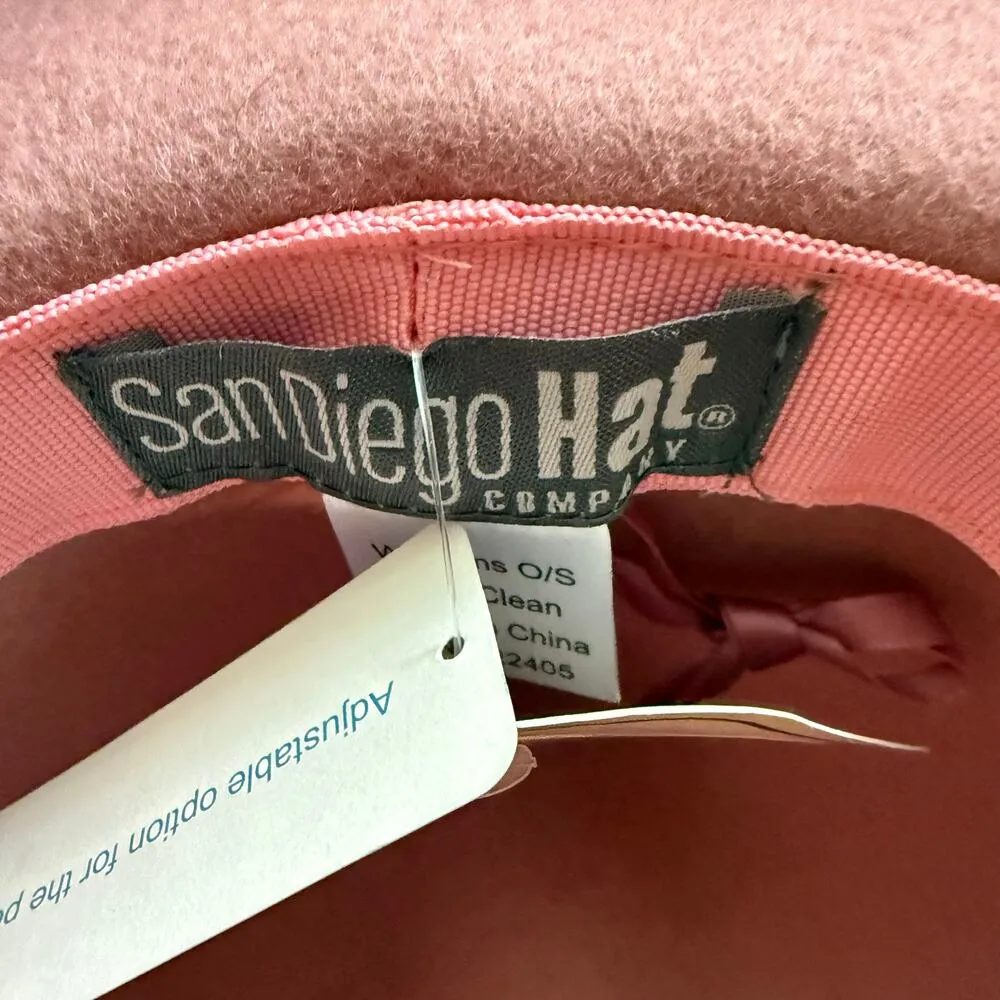 San Diego Hat Company Pink Wool Felt Fedora Gaga Joanne Sz O/S NWT - Image 6