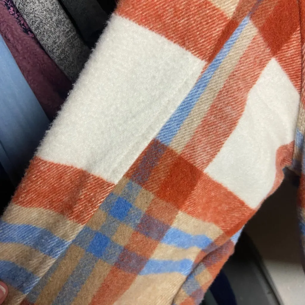 Canyon Creek Plus Size 2X Flannel Shacket Plaid Blue Orange Cozy Boho Casual - Image 2