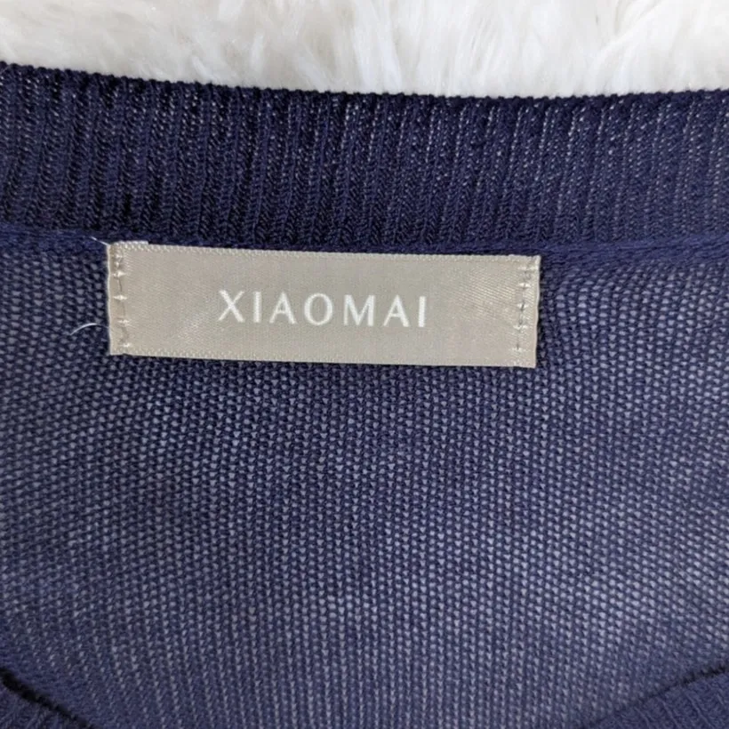 Wool Blend Cutout Color Block Deconstructed Sweater Blue and Yellow Small - Image 6