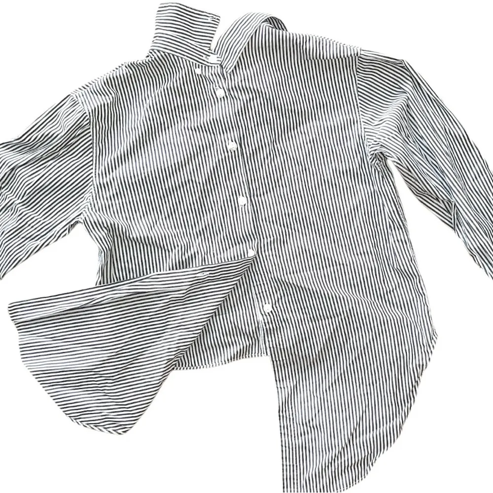 Rag & Bone Women Striped Cotton High Low Open Shirt Blouse Black White Size XXS - Image 4