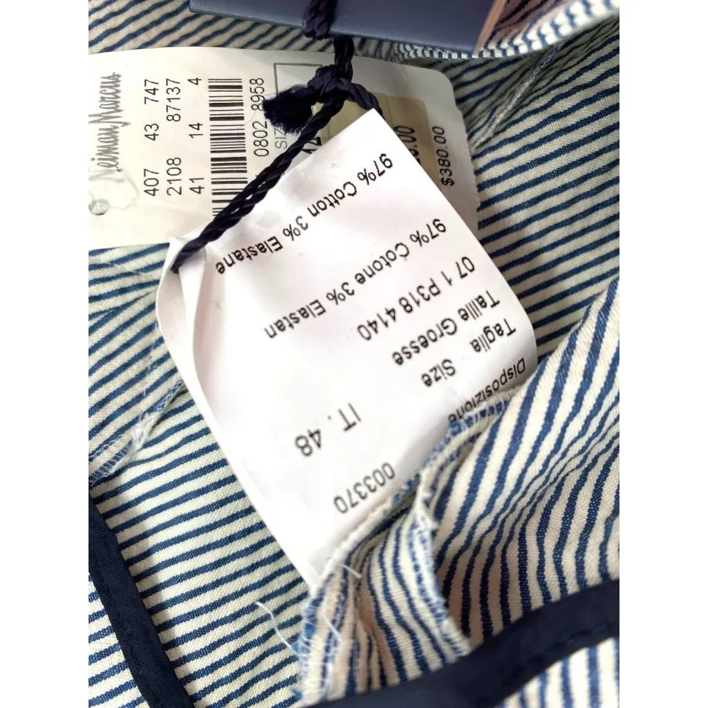 NWT Piazza Sempione Audrey Crop Pants Seersucker Gray Stripe Cigarette Pant 14 - Image 9