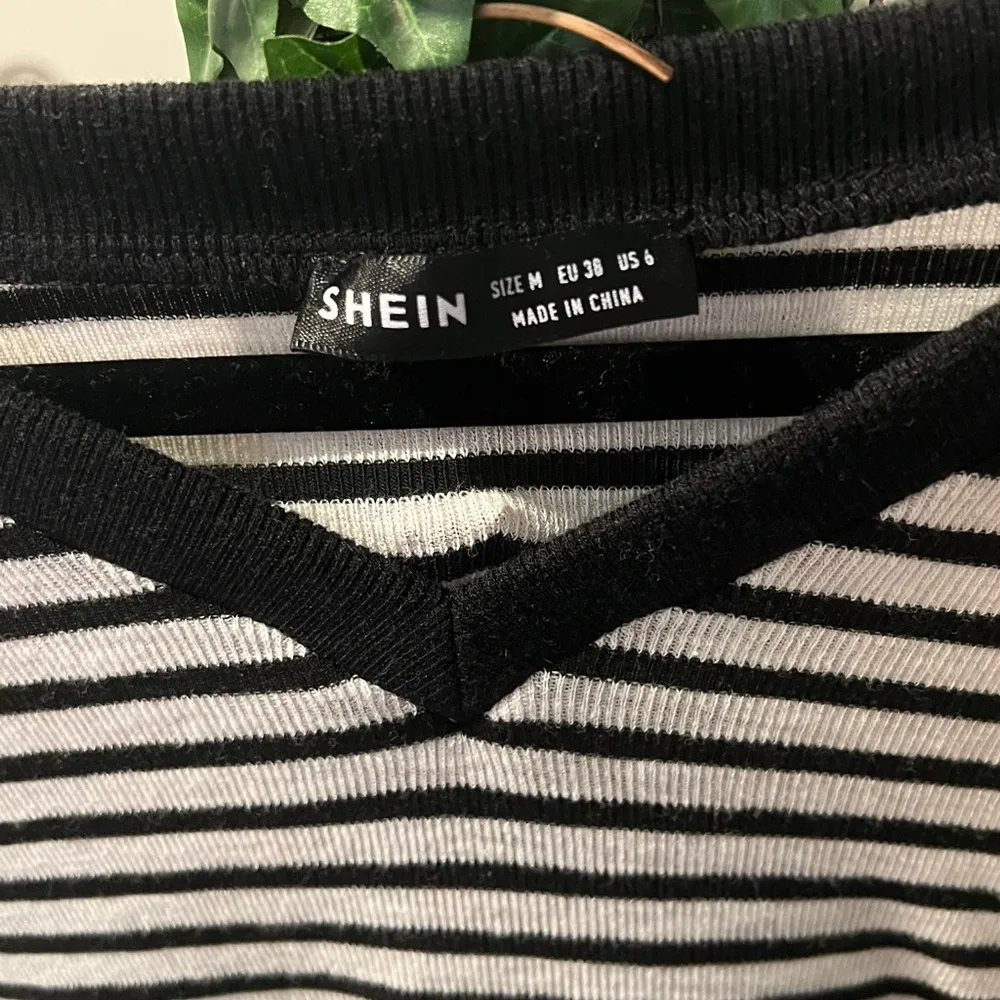 Women’s Shein Black & White Stripes Medium Sweater - Image 2