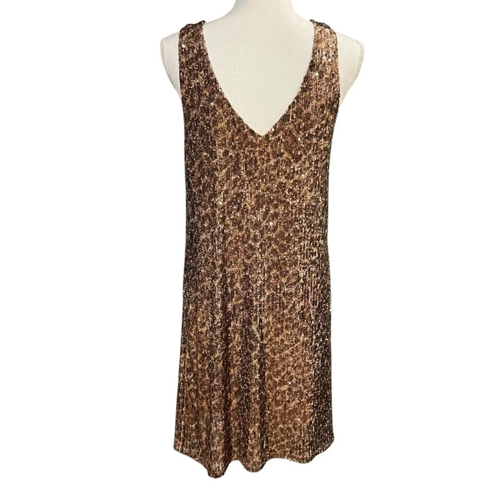 Gibson x Hi Sugarplum Sequin Cocktail Dress Size M Animal Print Party Formal - Image 5