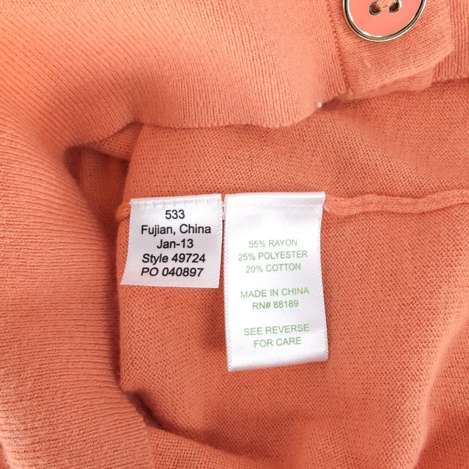 Lilly Pulitzer Soft Coral / Salmon Orange Button Up Size S Cardigan Sweater -GUC - Image 7