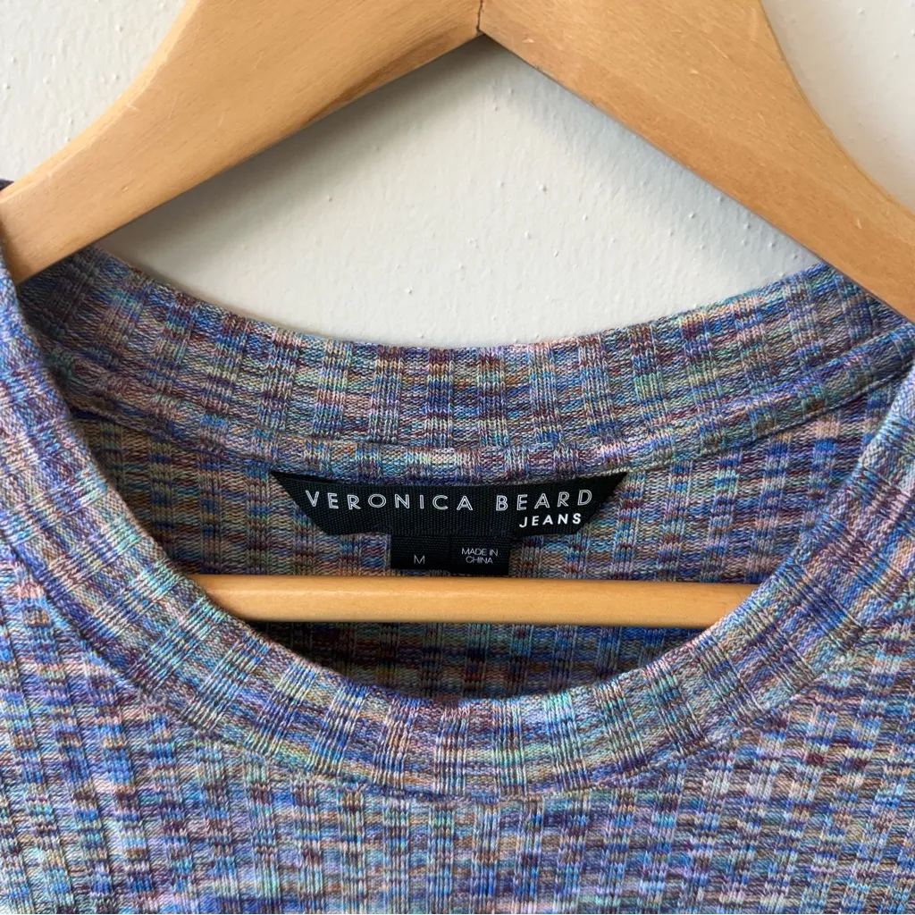 Veronica Beard Larke Heathered Multicolor Rib-Knit Tee - Image 3