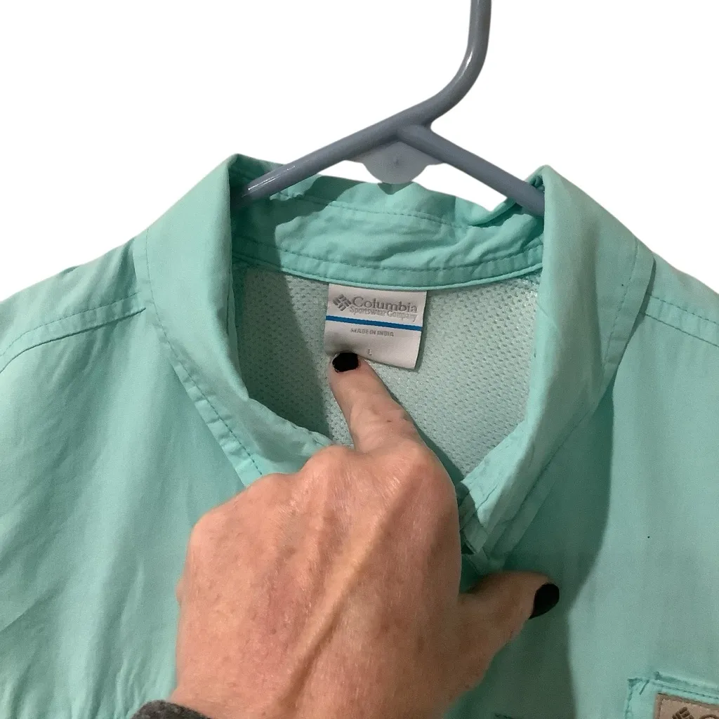 Columbia PFG Women’s Aqua Button-Up Sporting Shirt Size L. SEE MEN’s SHIRT TOO! - Image 11