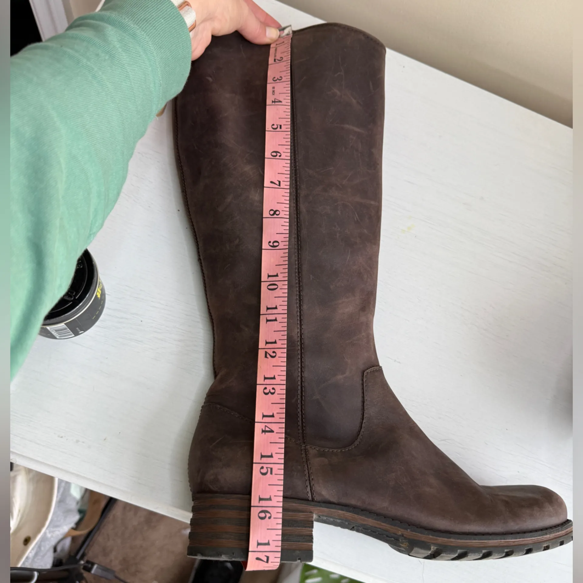 Clarks Marana Trudy Brown Leather Knee High Low Heel Tall Boots, Sz 9.5 - Image 12