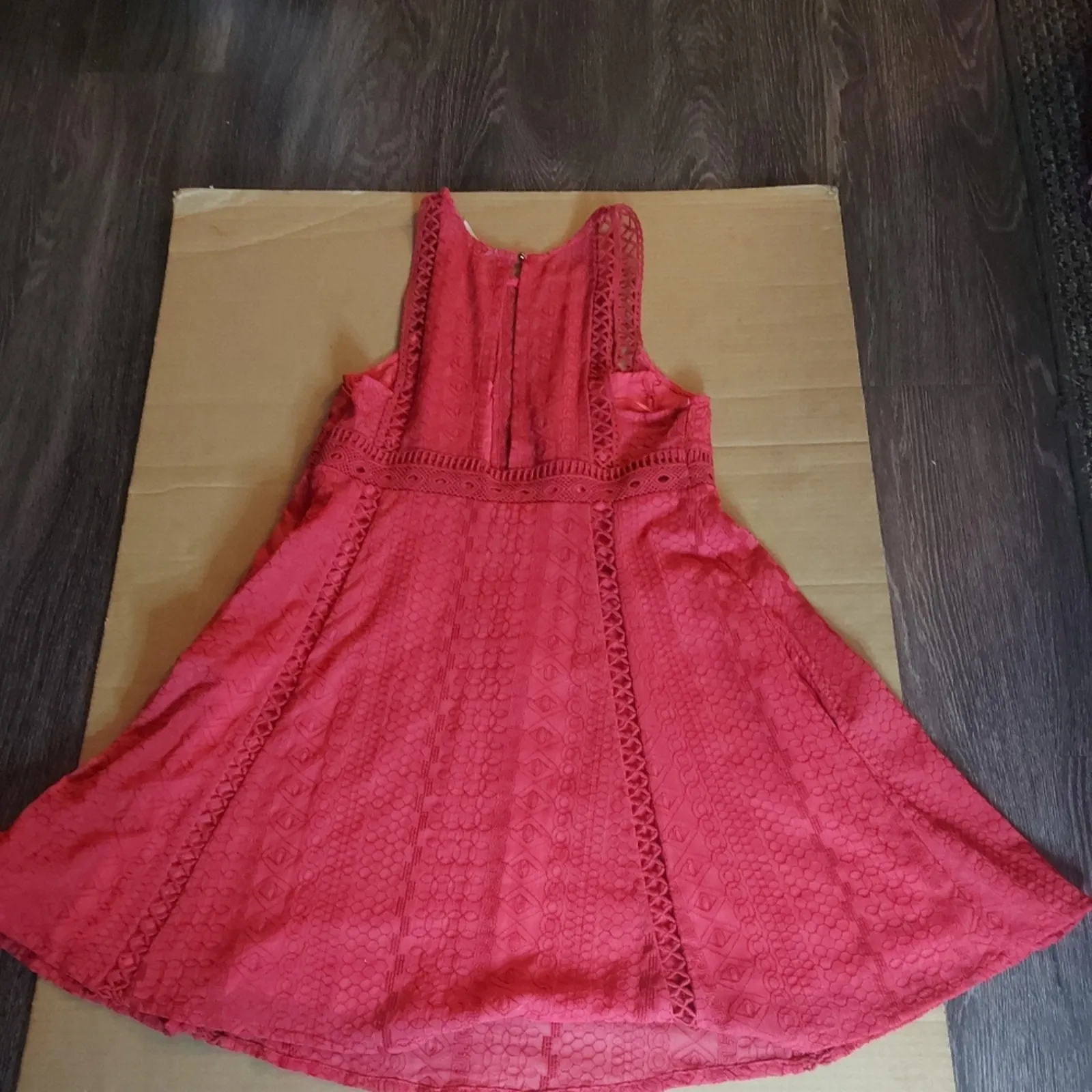 Free People Wherever You Go Red Lace Dress 2 Cherry Girl Boho Classic Preppy - Image 4