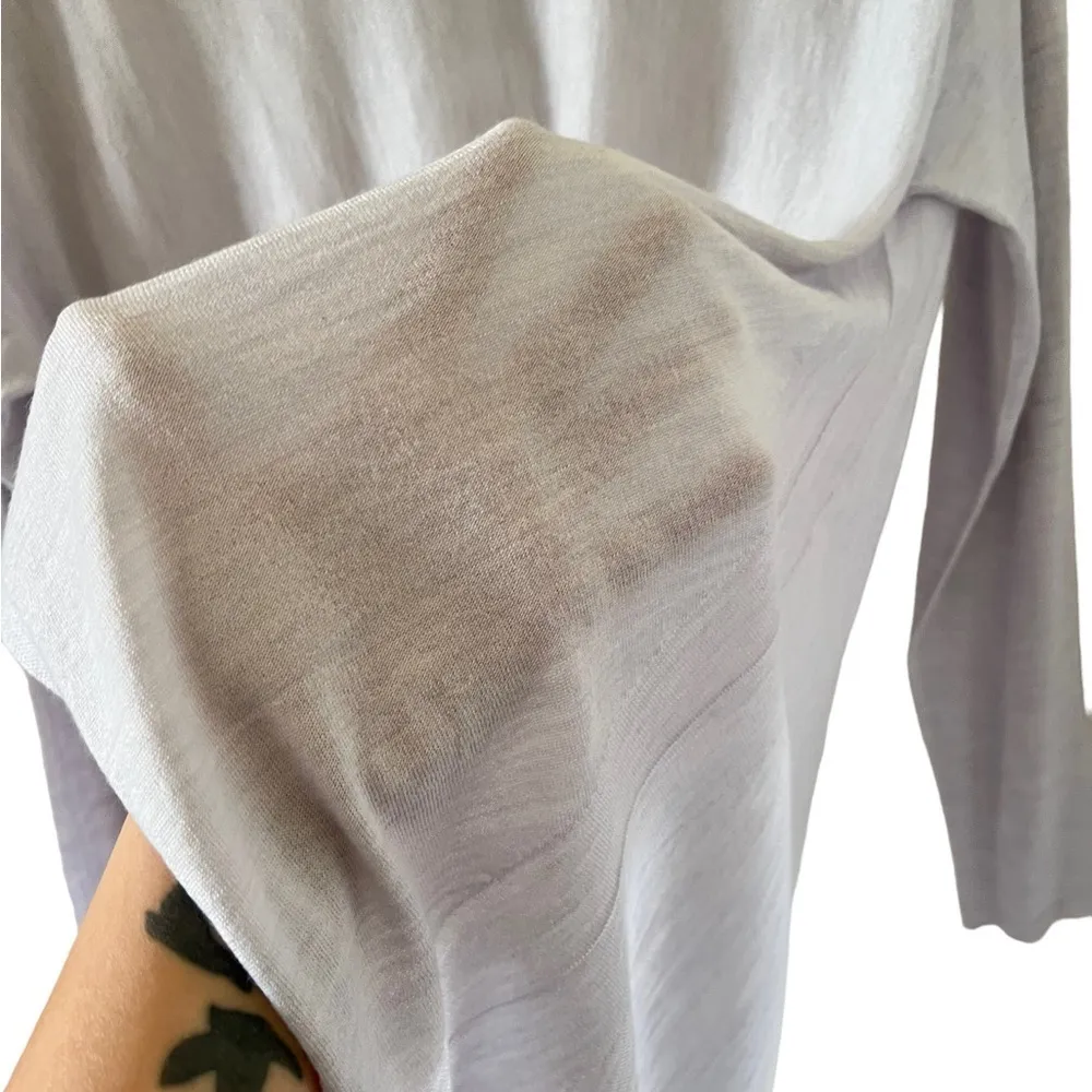 Eileen Fisher 100% Virgin Merino Wool Bateau Neck Top in Insky - Image 10