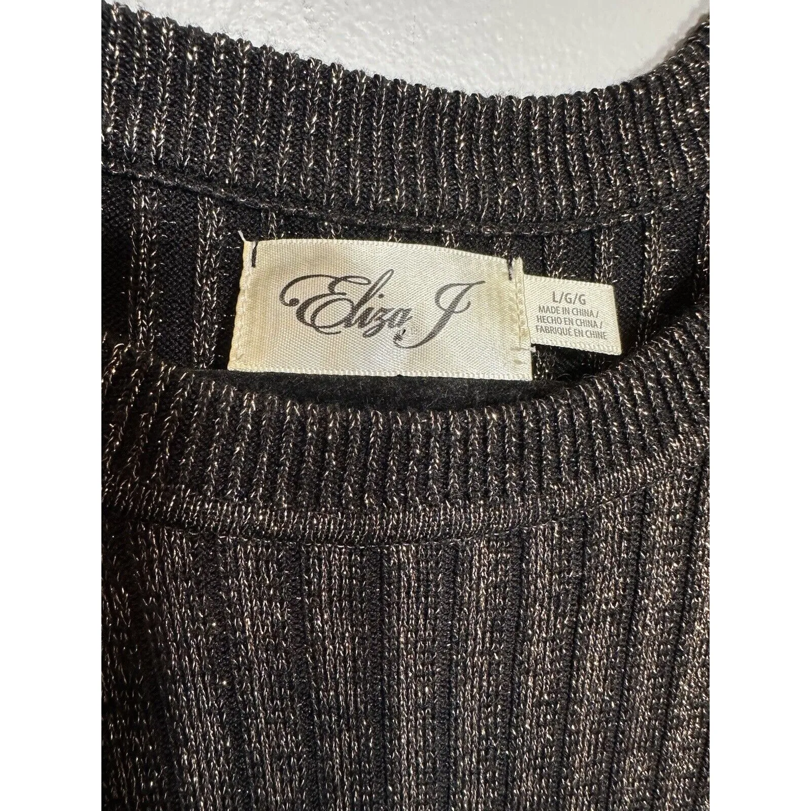 Eliza J Sweater Dress Color Block Long Sleeve Women's Size Large Shimmer Holiday - Image 3